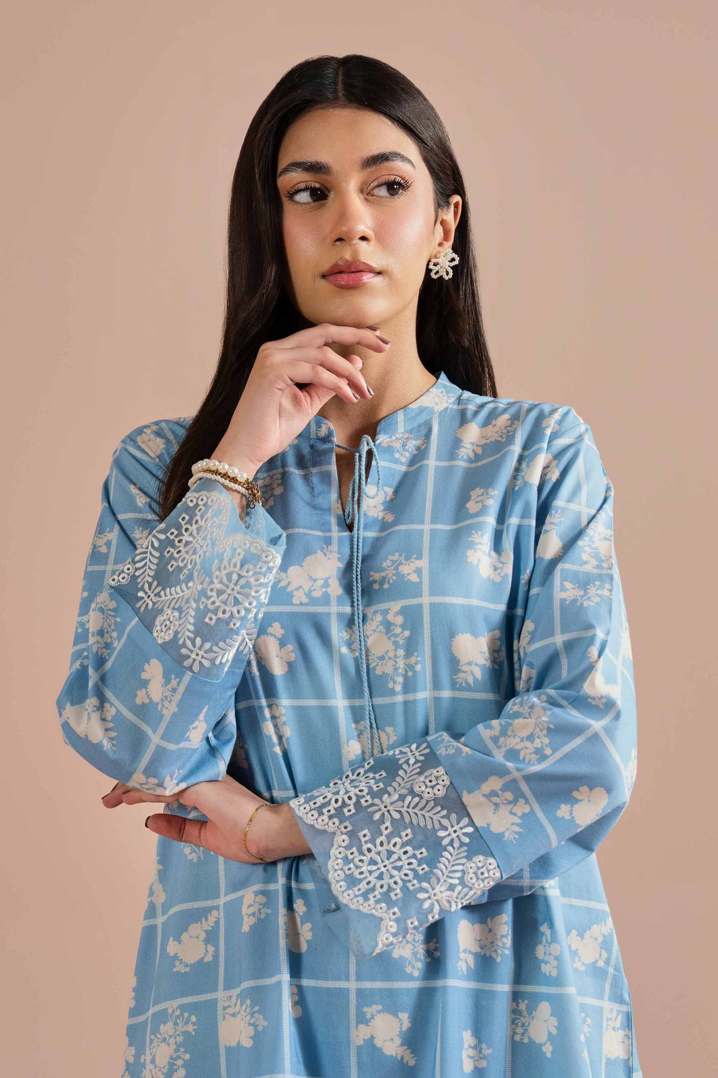 2 Piece - Printed Embroidered Suit - Pe26-204