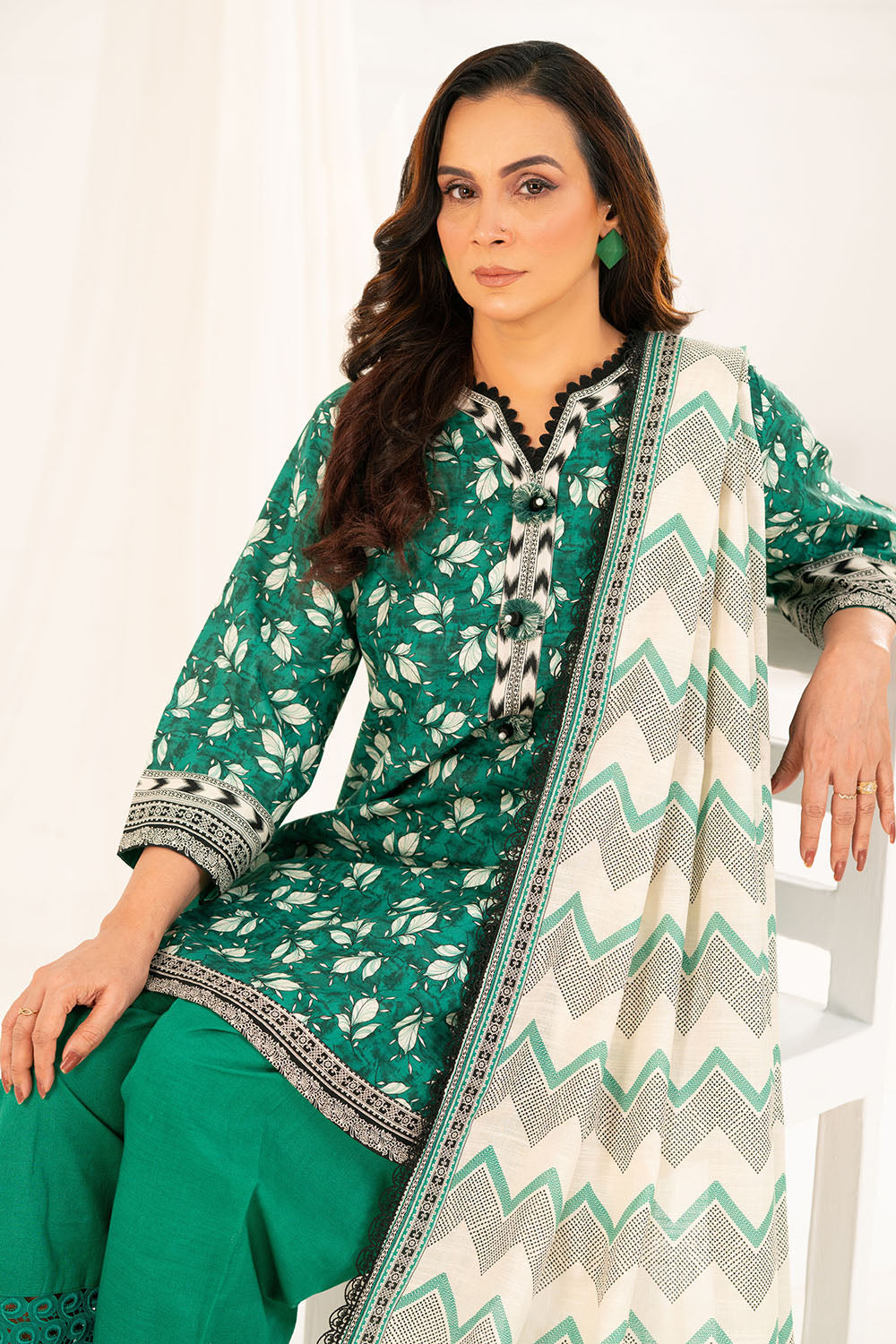 3 Piece Printed Khaddar Suit With Dupatta