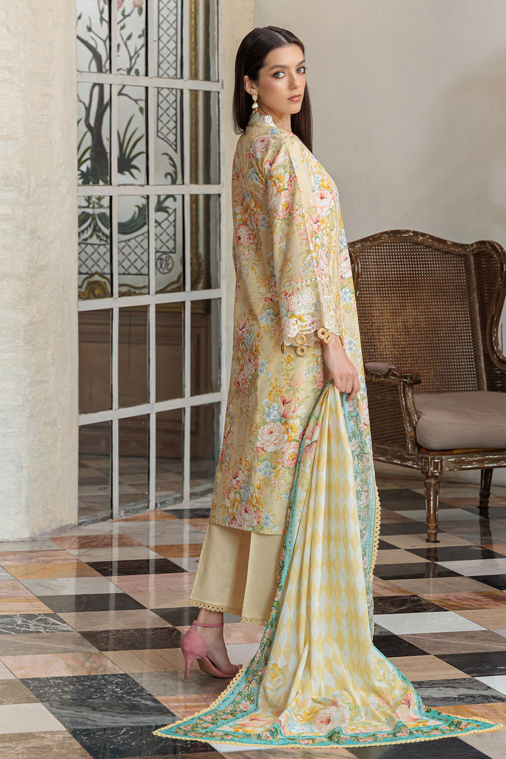 3 Piece Embroidered Printed Lawn Suit With Dupatta
