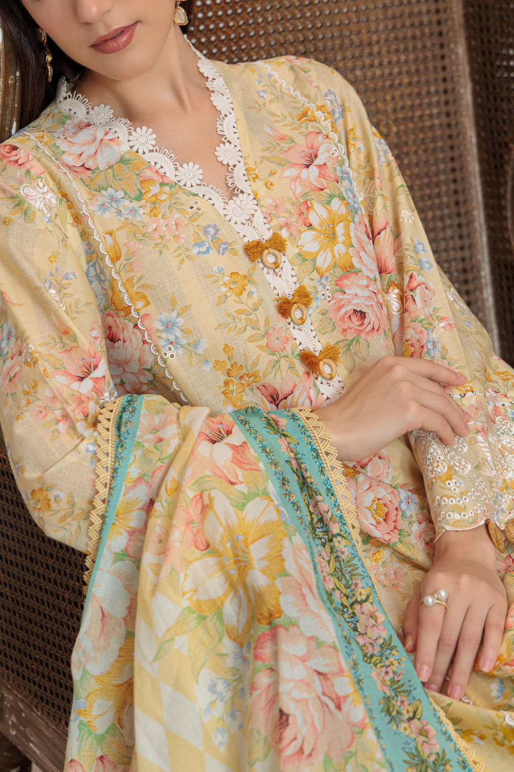 3 Piece Embroidered Printed Lawn Suit With Dupatta