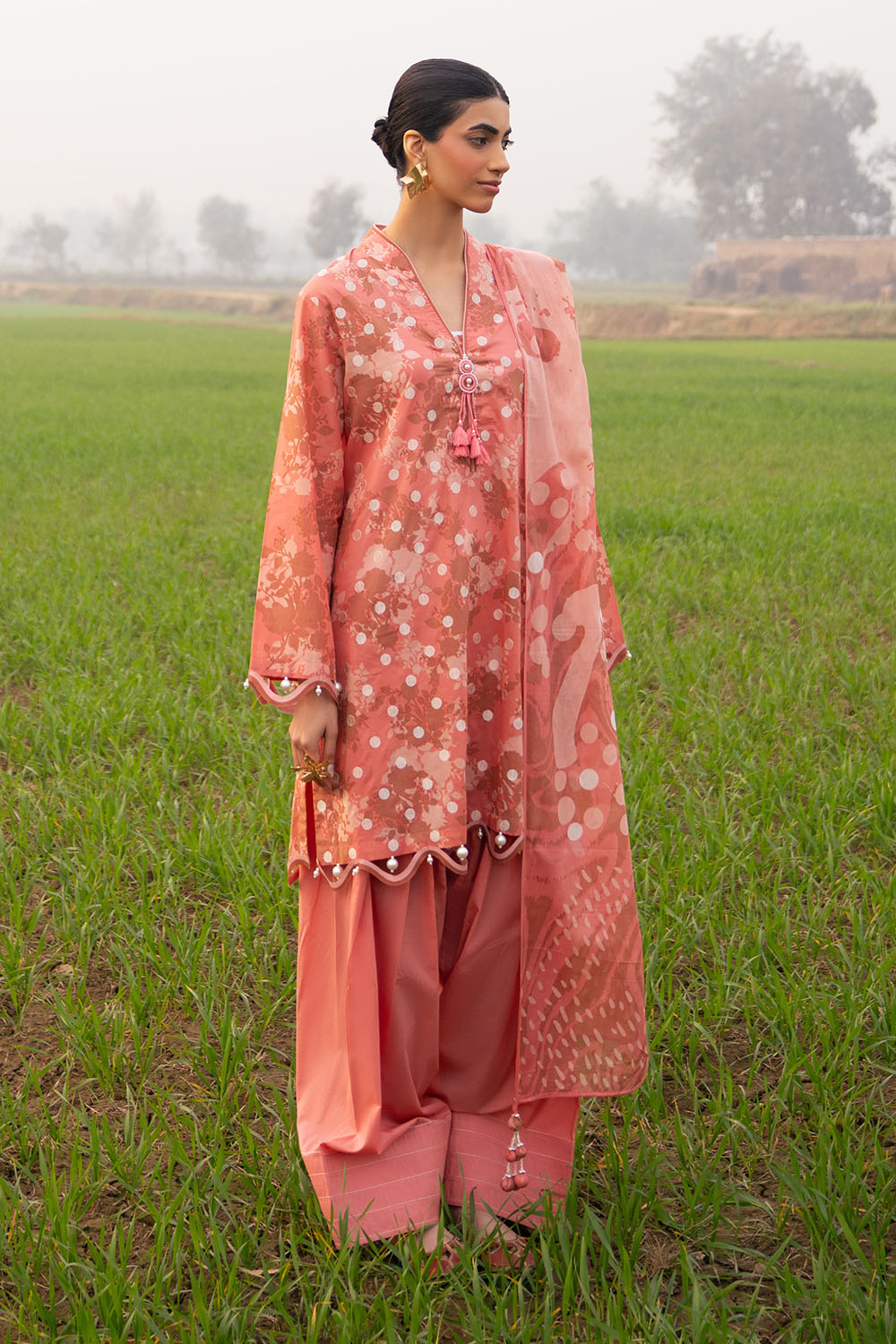 3 Piece Embroidered Printed Lawn Suit With Dupatta