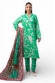 3 Piece Printed Cross Hatch Suit With Lawn Dupatta