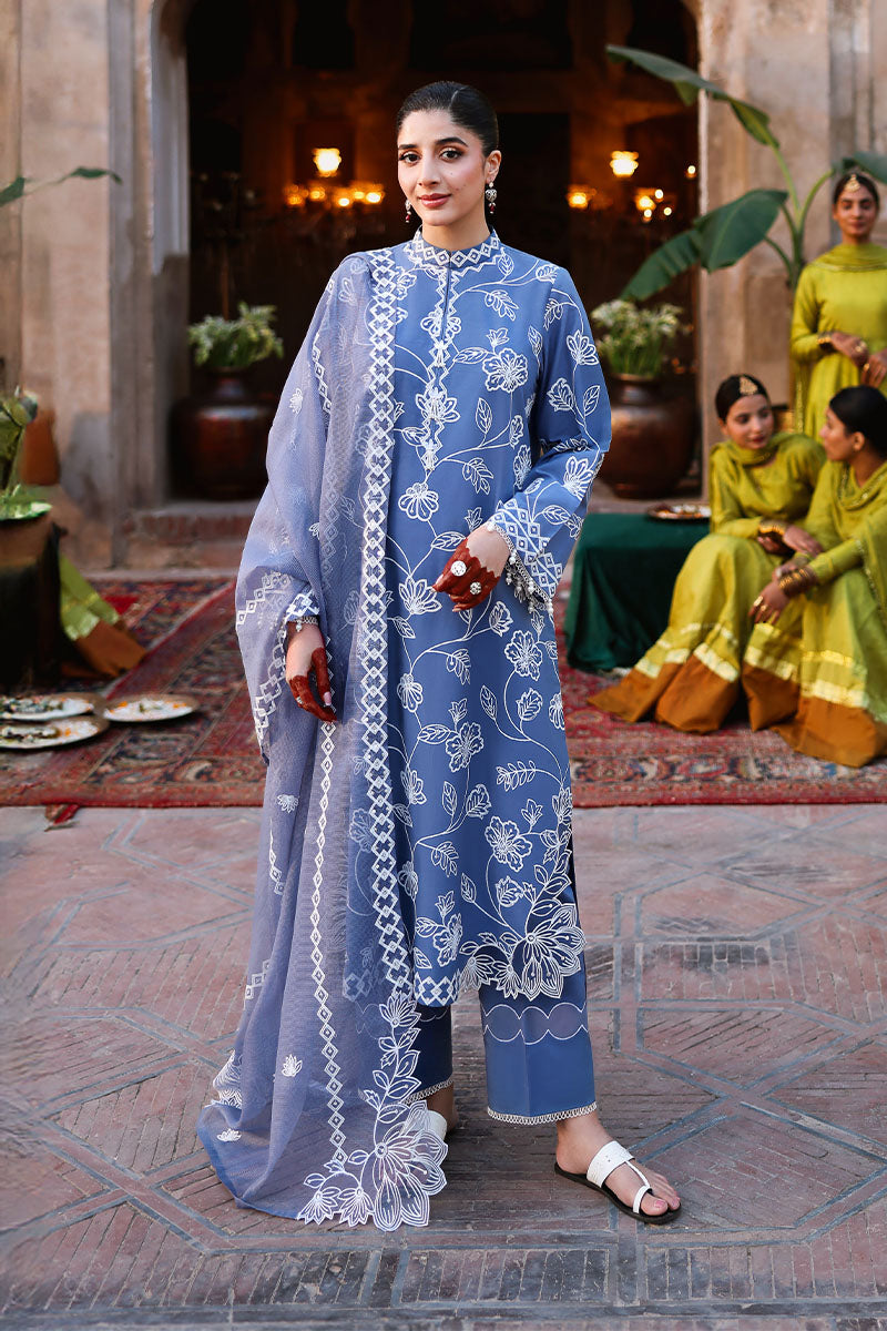 Ethnic Blue-3Pc (Shirt, Trouser & Dupatta)