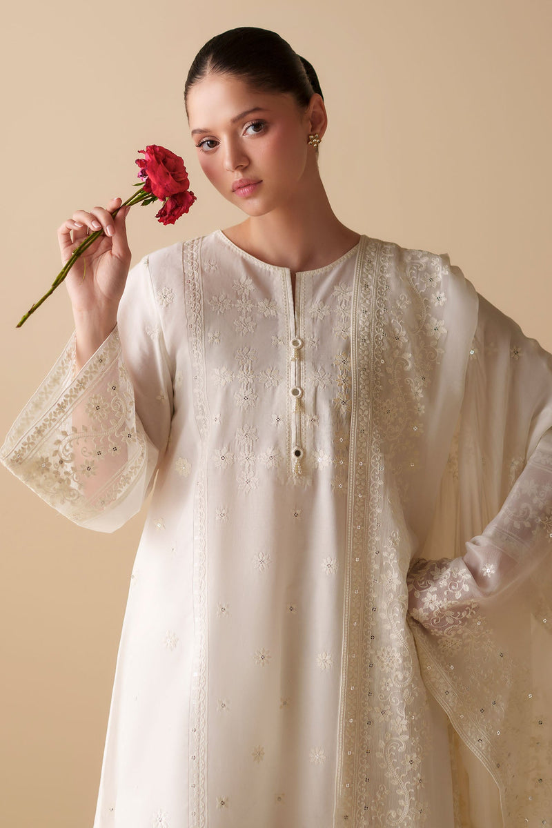 White Serenity-2Pc (Shirt & Dupatta)