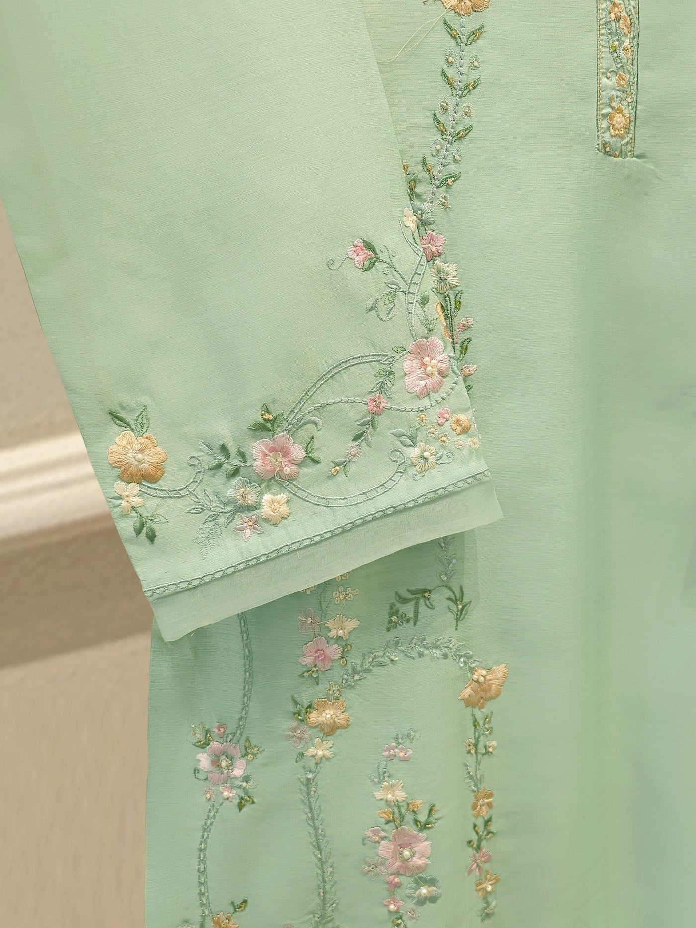 3 Piece- Pure Khaddi Silk Embroidered Suit S112726