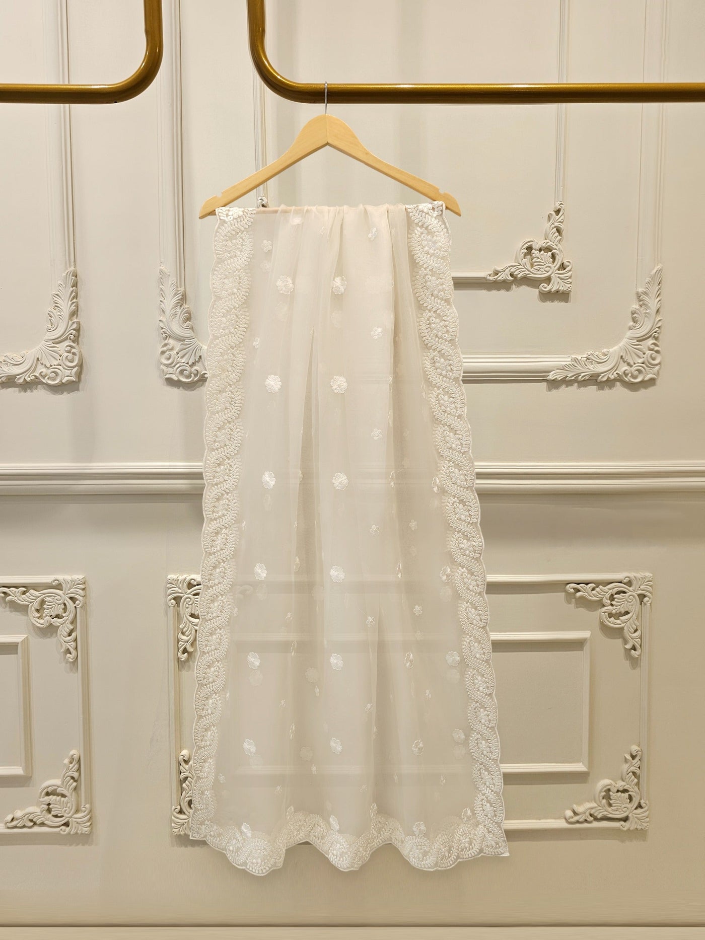 (Unstitched) 3 Piece - Pure Embroidered Cotton Net Suit S114058
