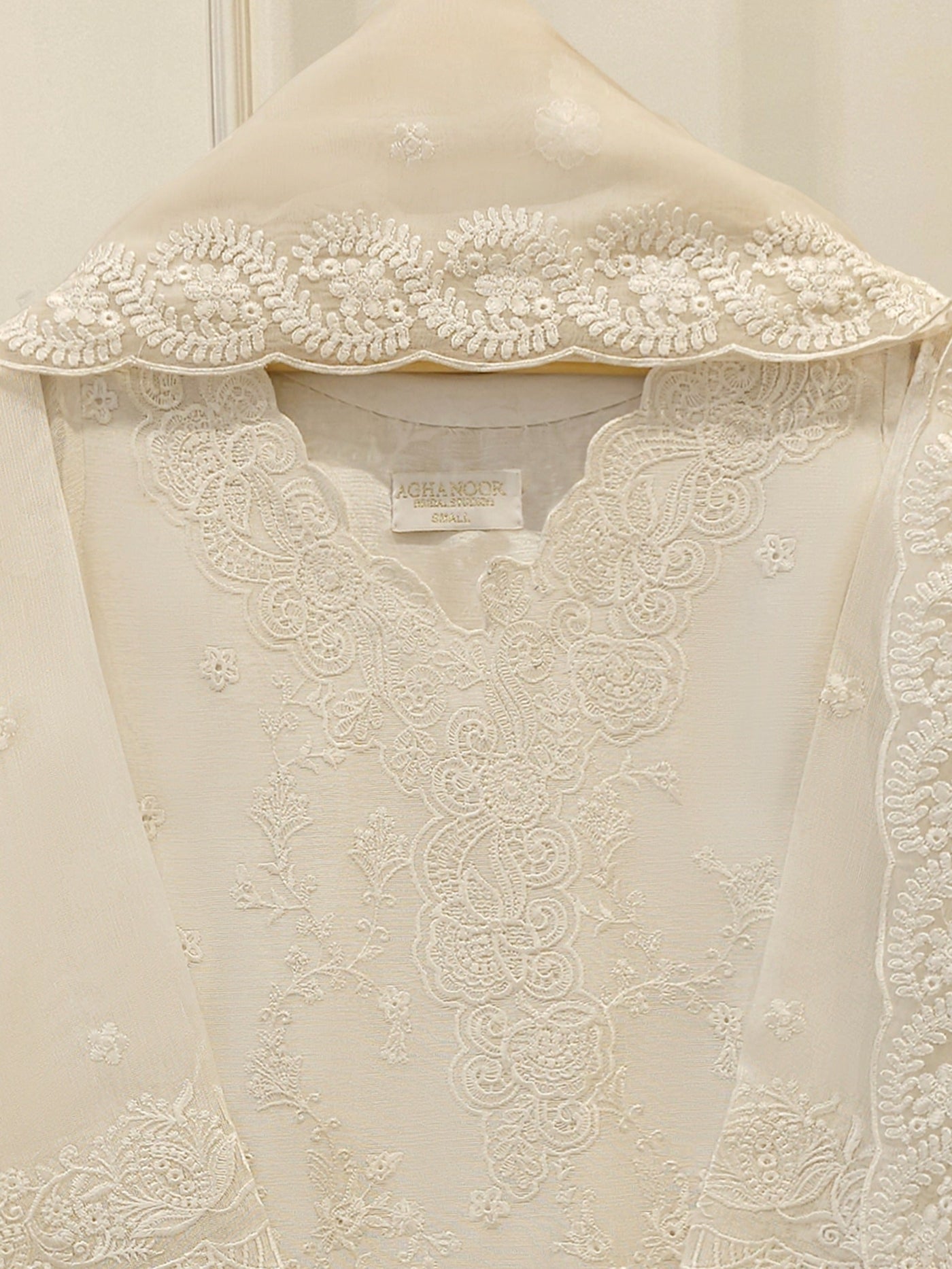 (Unstitched) 3 Piece - Pure Embroidered Cotton Net Suit S114058