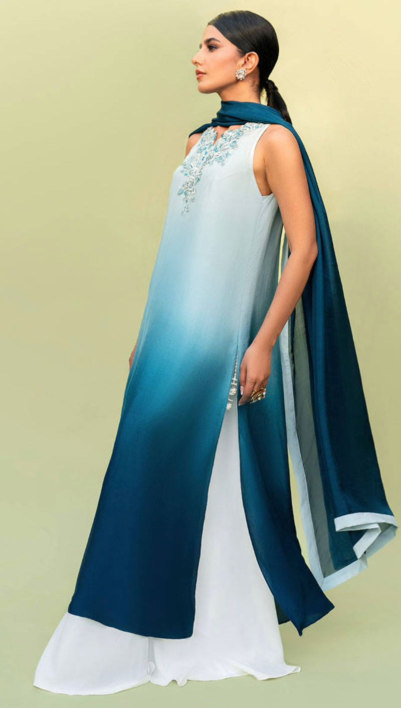 Aqua Ombre' Semi-Formal Edit'25 By Alizay Saad