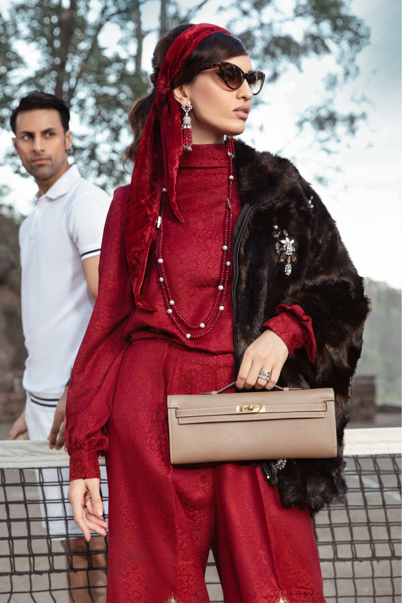 Unstitched Linen Dl-1008-Maroon