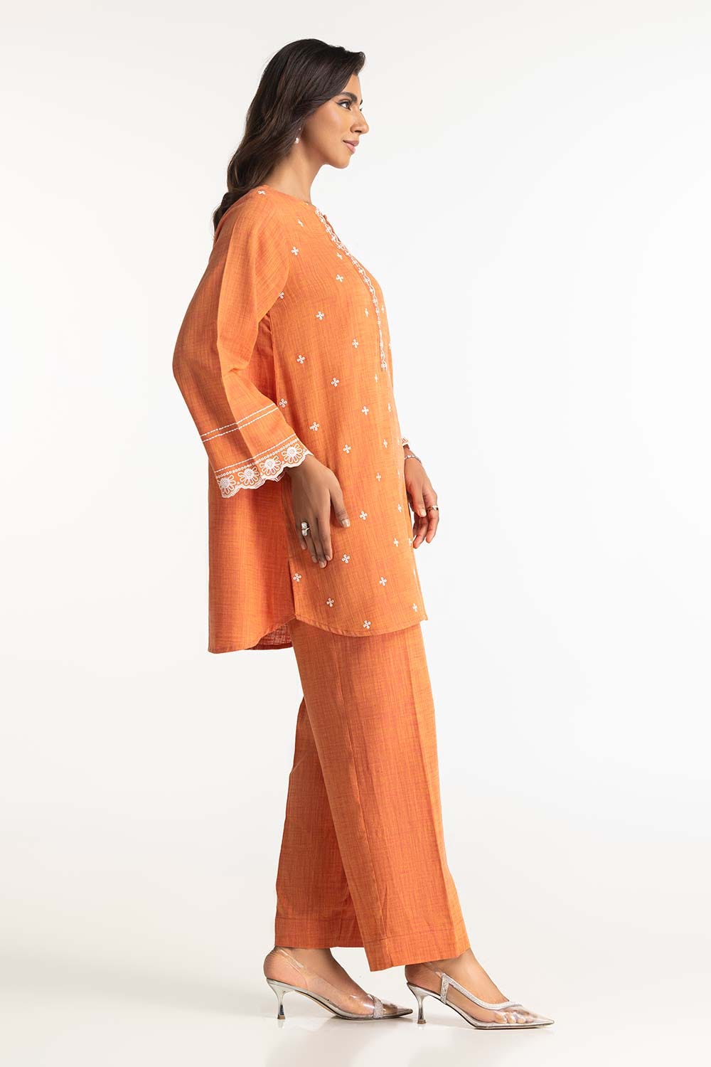 Two-Tone Herringbone Embroidered Shirt And Trouser