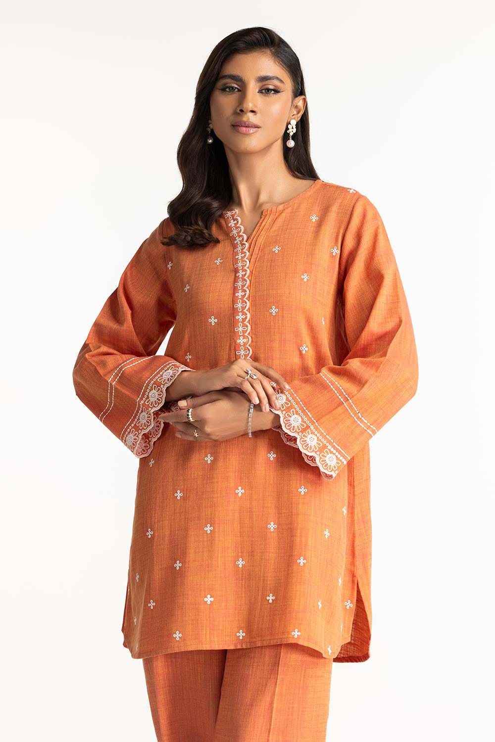 Two-Tone Herringbone Embroidered Shirt And Trouser