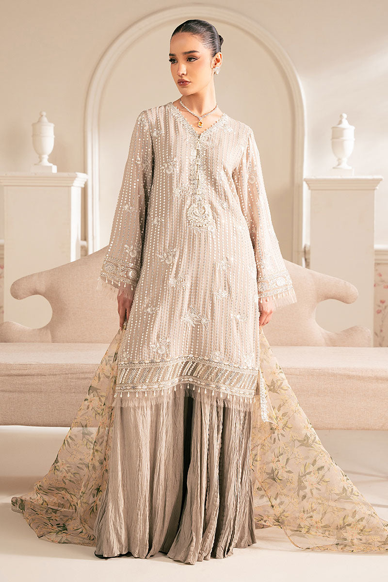 Vulcan Mud-4Pc Chiffon Embroidered Suit