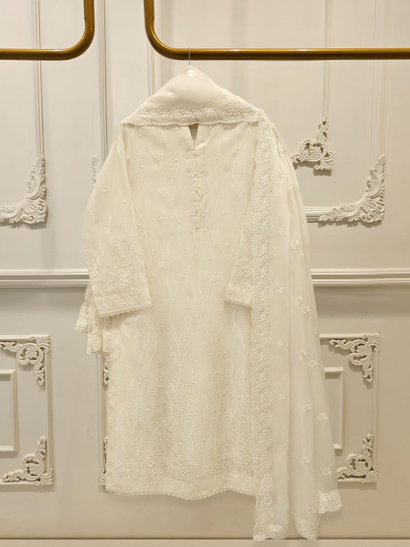 3 Piece - Pure Embroidered Cotton Net Suit S113798