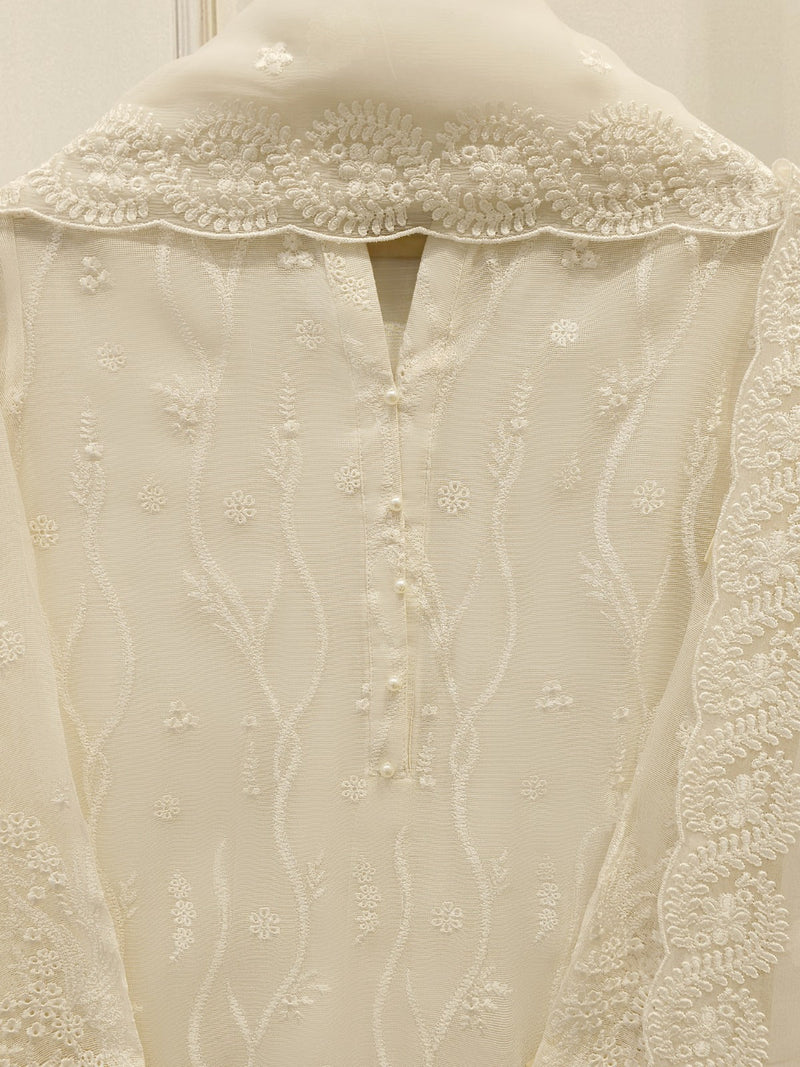 3 Piece - Pure Embroidered Cotton Net Suit S113798